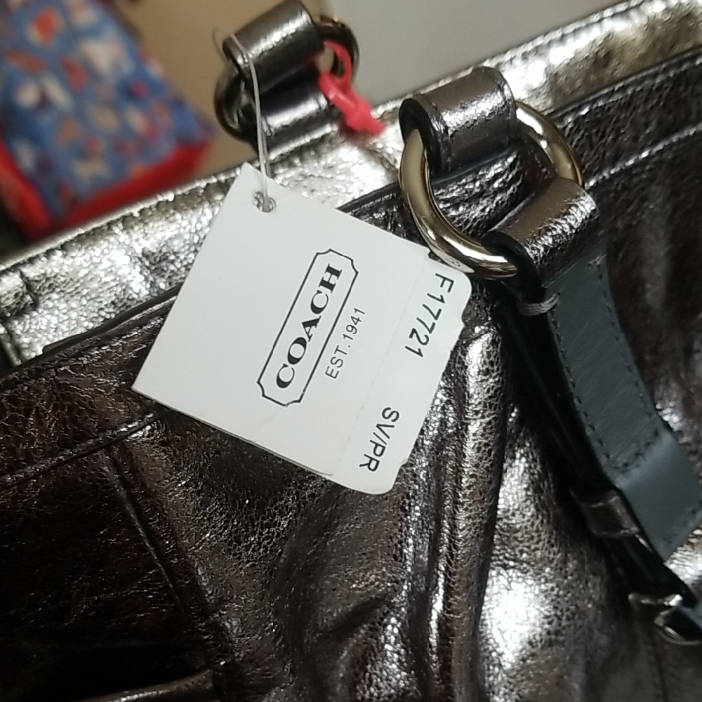Coach Gunmetal Shimmering Metallic Tote! NWT ๐ 2011 - Picture 8 of 17